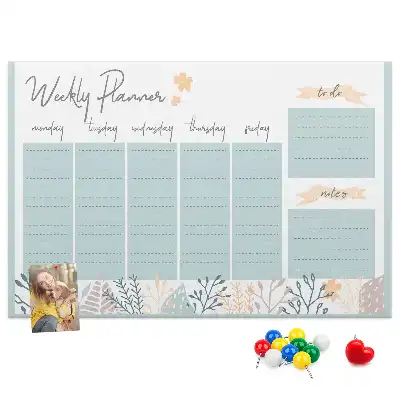 Weekly schedule cork memo board