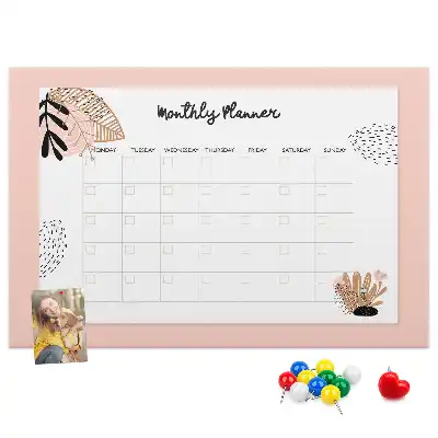 Printed Cork Memo Board Monthly planner with flowers