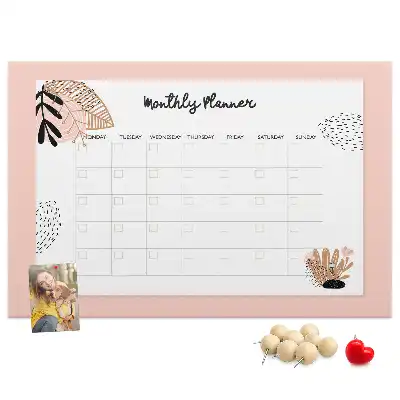 Printed Cork Memo Board Monthly planner with flowers