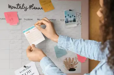 Printed Cork Memo Board Monthly planner with flowers