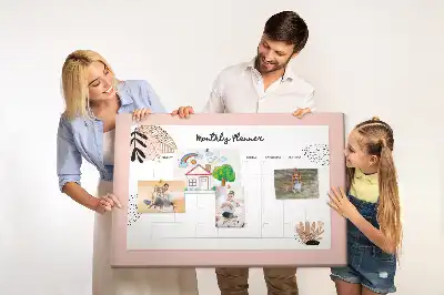 Printed Cork Memo Board Monthly planner with flowers