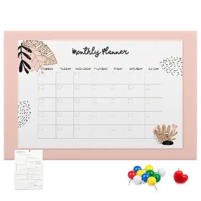Floral Printed Monthly Planner Cork Memo Board
