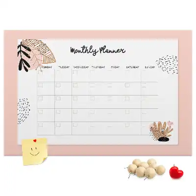 Floral Printed Monthly Planner Cork Memo Board