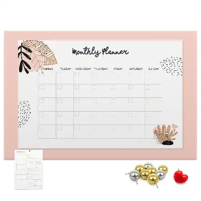 Printed Cork Memo Board Monthly planner with flowers