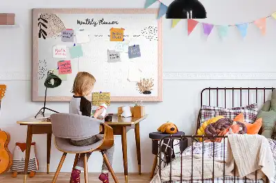 Floral Printed Monthly Planner Cork Memo Board