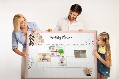 Printed Cork Memo Board Monthly planner with flowers