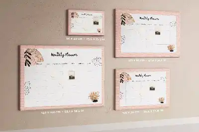 Floral Printed Monthly Planner Cork Memo Board