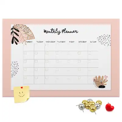 Floral Printed Monthly Planner Cork Memo Board