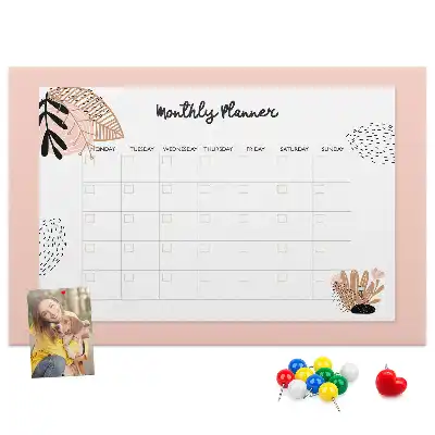 Floral Printed Monthly Planner Cork Memo Board