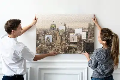 Cork memo board City landscape