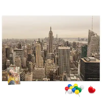 City landscape cork memo board