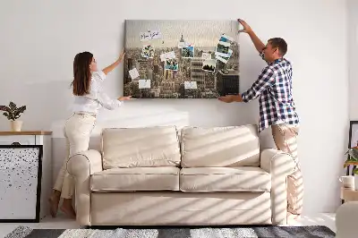 City landscape cork memo board