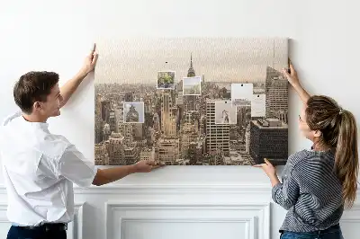 City landscape cork memo board