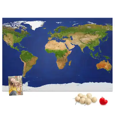 Large world map printed cork board
