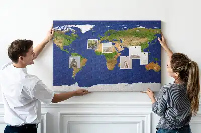 Printed Cork Board Large world map