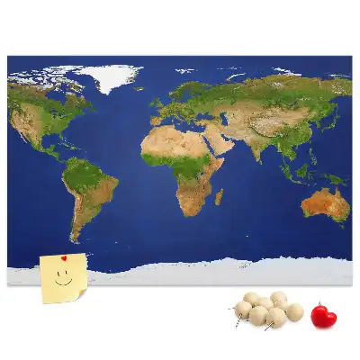 Large world map printed cork board