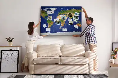 Printed Cork Board Large world map