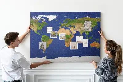 Printed Cork Board Large world map
