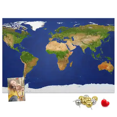 Large world map printed cork board