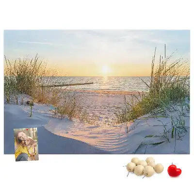 Printed Cork Memo Board Sunset on the beach