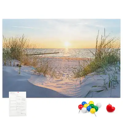Printed Cork Memo Board Sunset on the beach