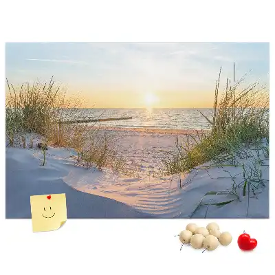 Printed Cork Memo Board Sunset on the beach