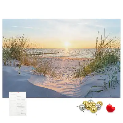 Printed Cork Memo Board Sunset on the beach