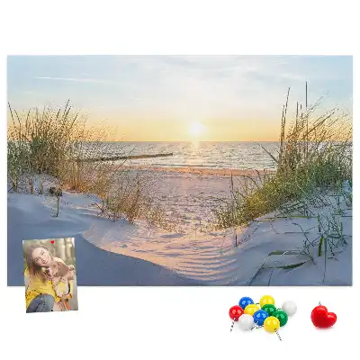 Printed Cork Memo Board Sunset on the beach