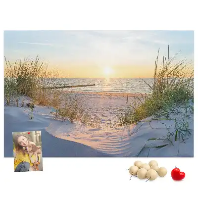 Printed Cork Memo Board Sunset on the beach