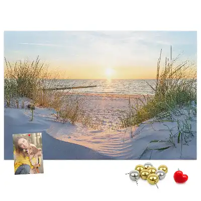 Printed Cork Memo Board Sunset on the beach