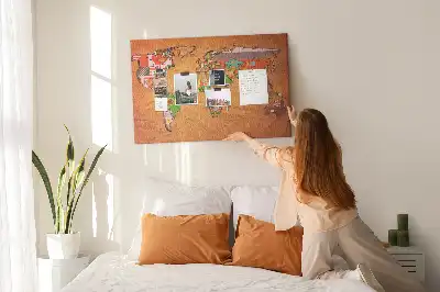World Map Printed Cork Memo Board with Flags