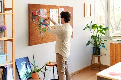 Printed Cork Memo Board World Map with flags