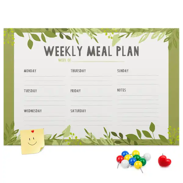 Printed Cork Weekly Menu Memo Board