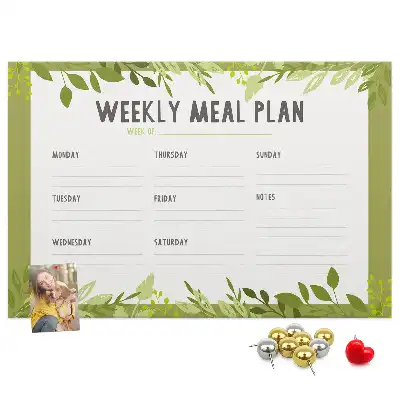 Printed Cork Memo Board Weekly menu