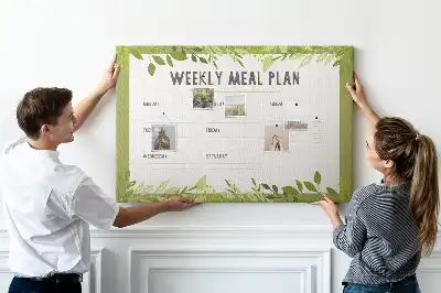 Printed Cork Weekly Menu Memo Board