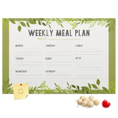 Printed Cork Weekly Menu Memo Board