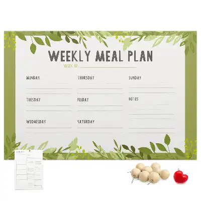 Printed Cork Weekly Menu Memo Board