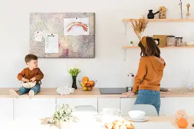 Printed cork memo board with painted abstraction