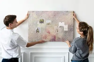 Printed cork memo board with painted abstraction