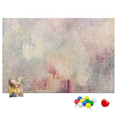 Printed cork memo board with painted abstraction