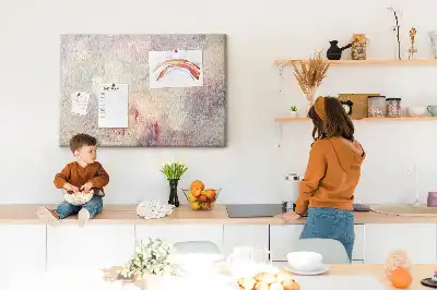 Printed cork memo board with painted abstraction