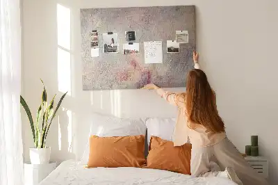 Printed cork memo board with painted abstraction