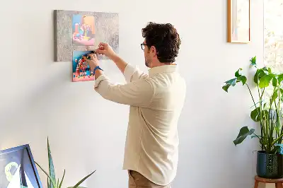 Printed cork memo board with painted abstraction