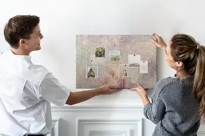 Printed cork memo board with painted abstraction