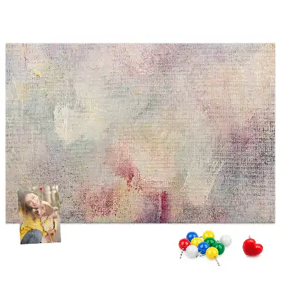Printed cork memo board with painted abstraction