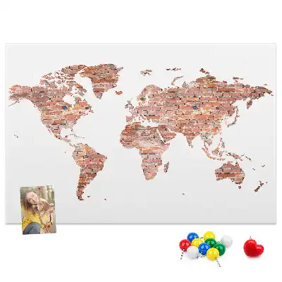 Cork memo board Old brick map