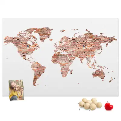 Old brick map cork memo board
