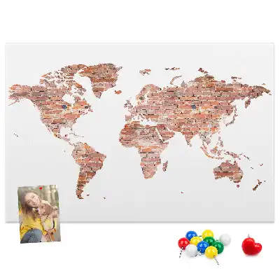 Cork memo board Old brick map