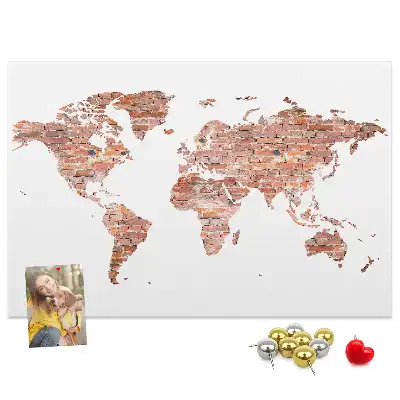 Cork memo board Old brick map