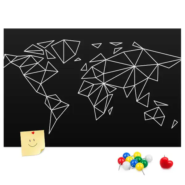Printed Cork Board Modern world map